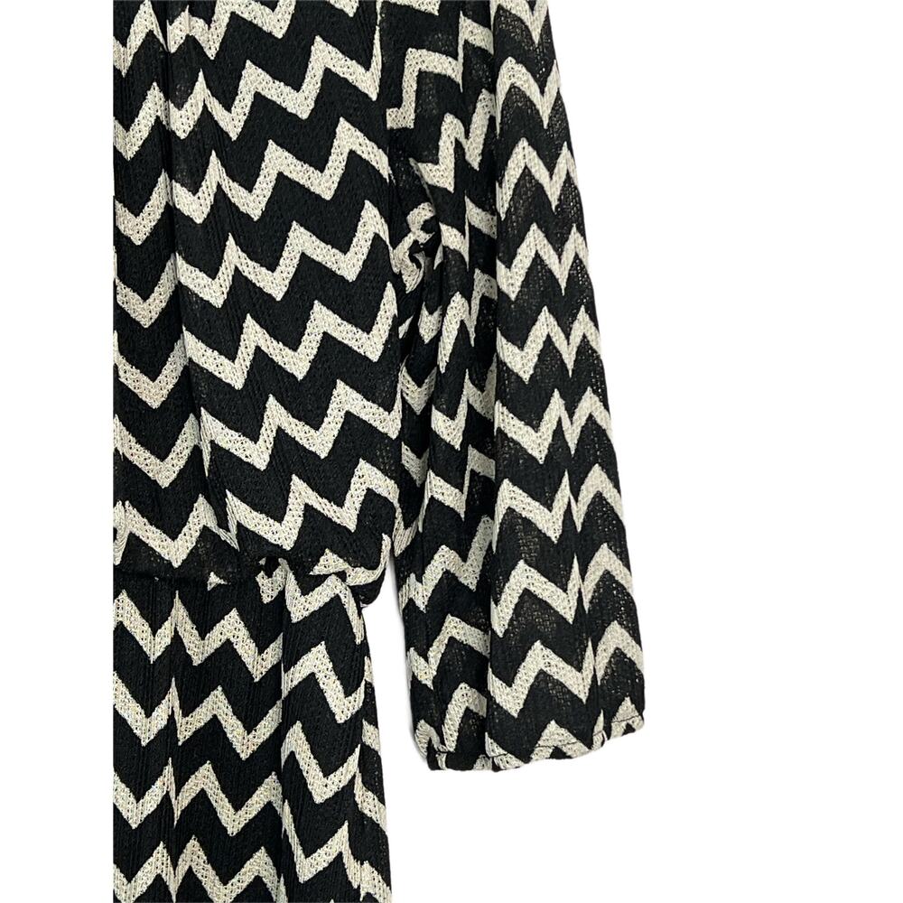City Triangles Black White Chevron 3/4 Sleeves Loose Mini Dress Size XL Juniors - Picture 3 of 10